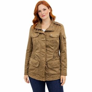Esprit Military Style Utility Jacket Womens Size 6 Casual Cargo Coat Vintage Tan